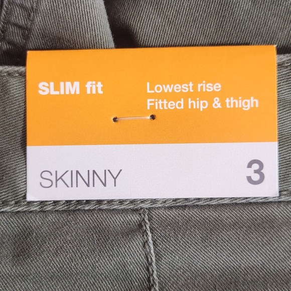 Mossimo Junior Pants 4 Solid Military Army Green Slim Skinny Fit Lowest Rise NWT - Picture 11 of 13